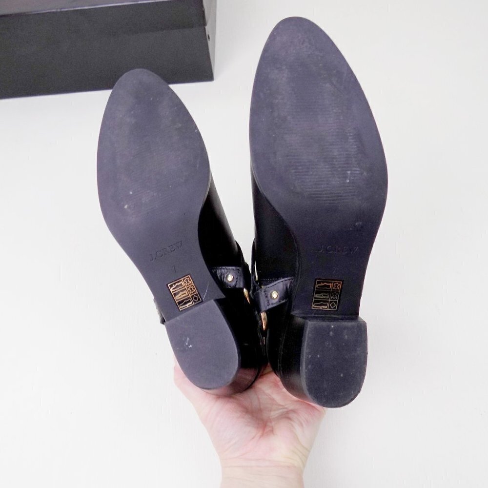 new! J. crew ankle booties leather moto zip up gold hardware straps buckle - Picture 8 of 10